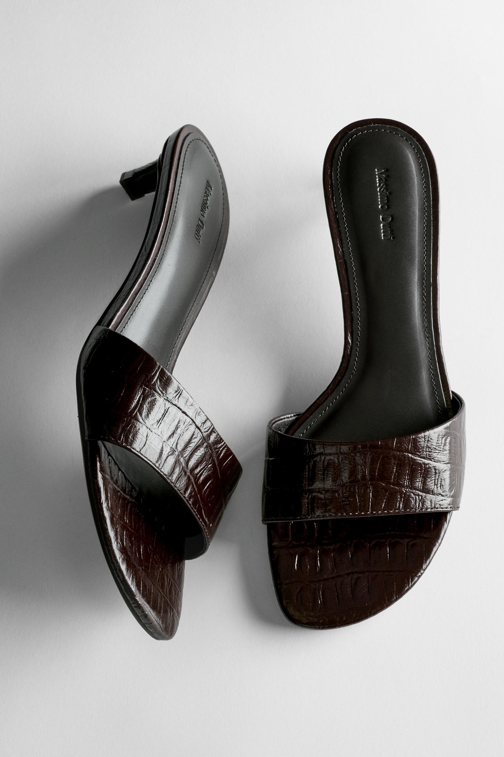High-heel sandals embossed leather